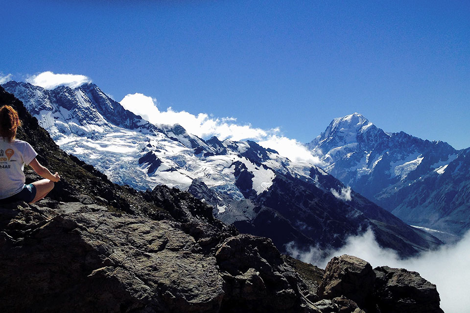 A student in the mountains of New Zealand