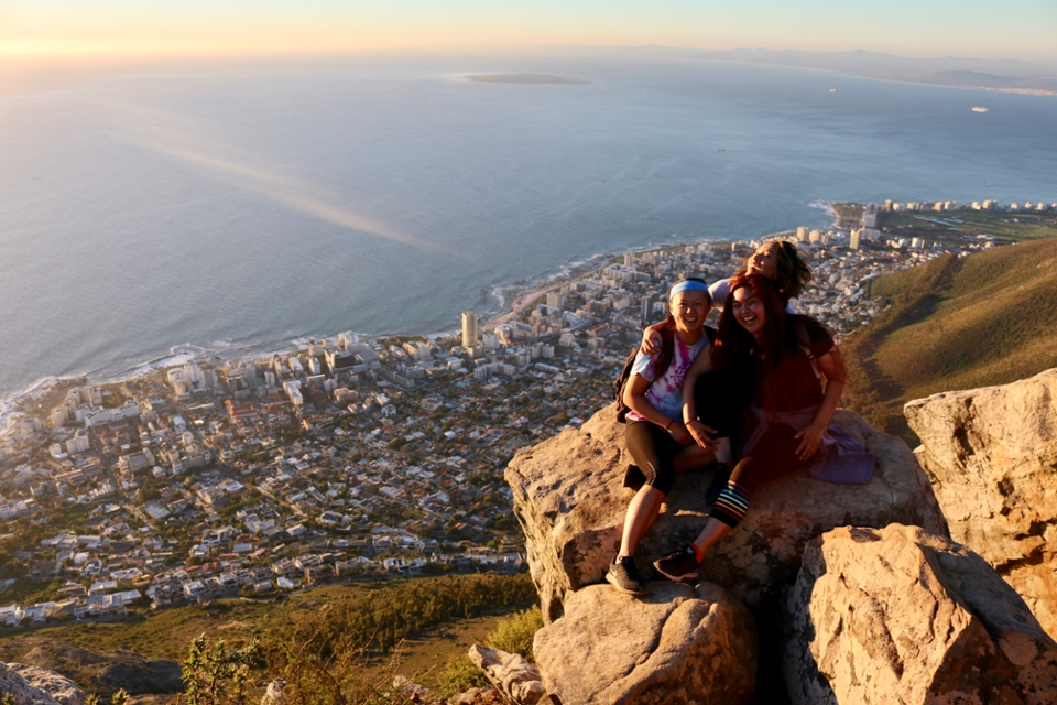 Zoila with friends on Table Mountain, Cape Town