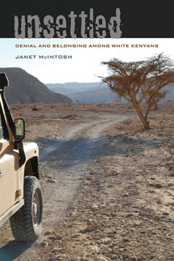 Unsettled book cover - a truck driving down a dirt road in the desert
