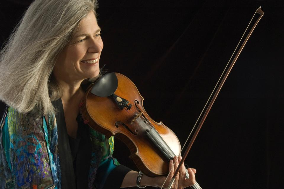 Judith Eissenberg poses with a violin