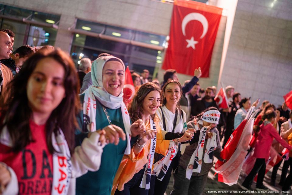 women celebrating election victory