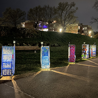 Lanterns created by the CAST students are displayed on campus within the Leonard Bernstein Festival of the Creative Arts in the spring 2022 