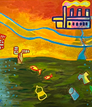 a fragment from a mural about contaminated river