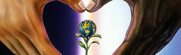 Illustration of two hands surrounding the globe