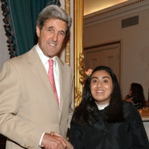 Myra Chaudhary and John Kerry