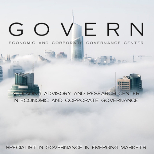 The Govern logo over a white, cloudy city skyline.