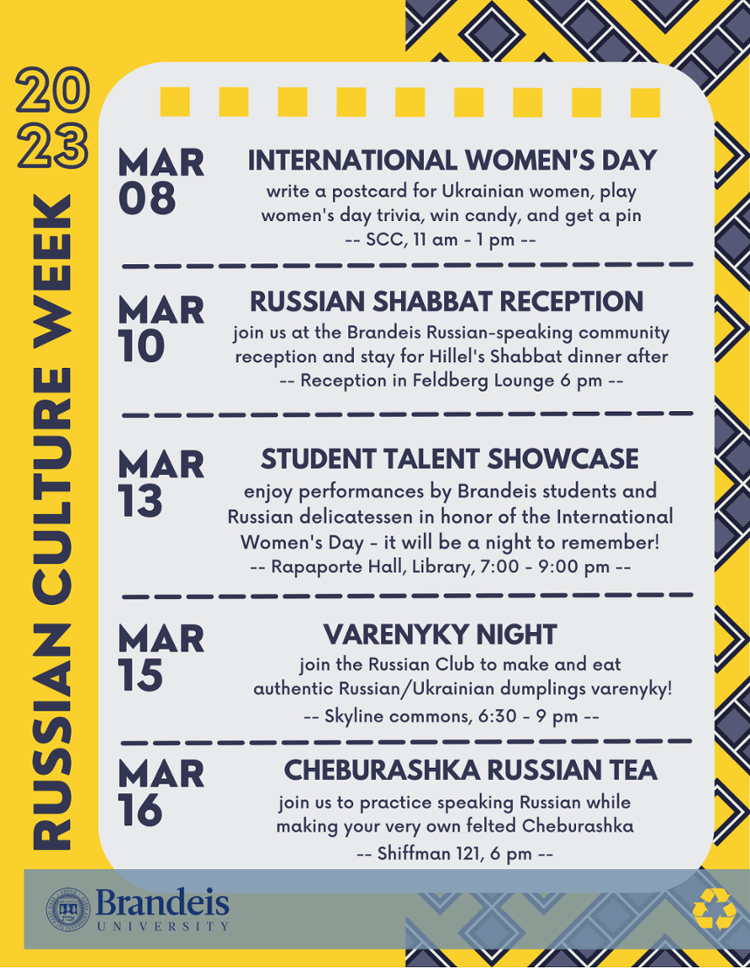 russian culture week schedule