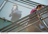 People Walking up a Staircase