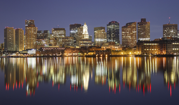 Boston skyline at night