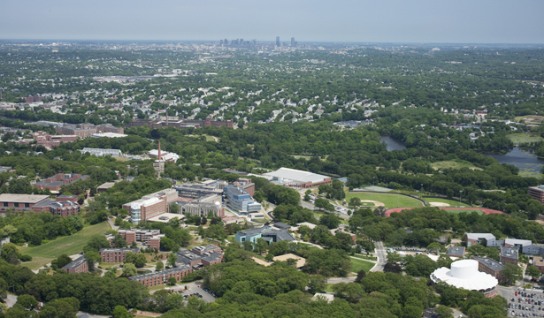 aerial view of the region aerial view of campus and the waltham area