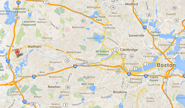 map of waltham and greater boston area