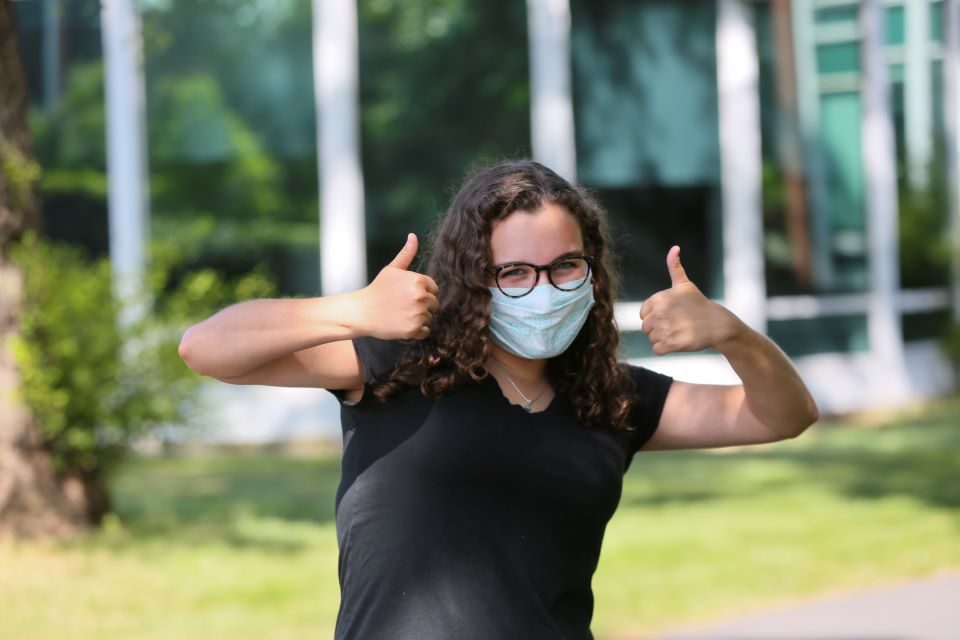 Student wearing a mask.