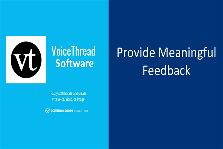 Two tone blue image with voicethread logo.