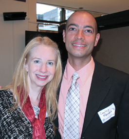 Abbe Krieger ’89 and Carlos Mendez ’98 joined more than 60 alumni at a career networking  reception at Arpeggio Restaurant at Lincoln Center in New York.