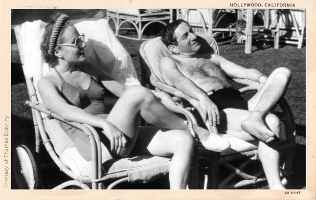 Film director Ernst Lubitsch and his wife relax in the sun at the opening of the Arrowhead Springs Hotel in San Bernardino, Calif., in 1939.