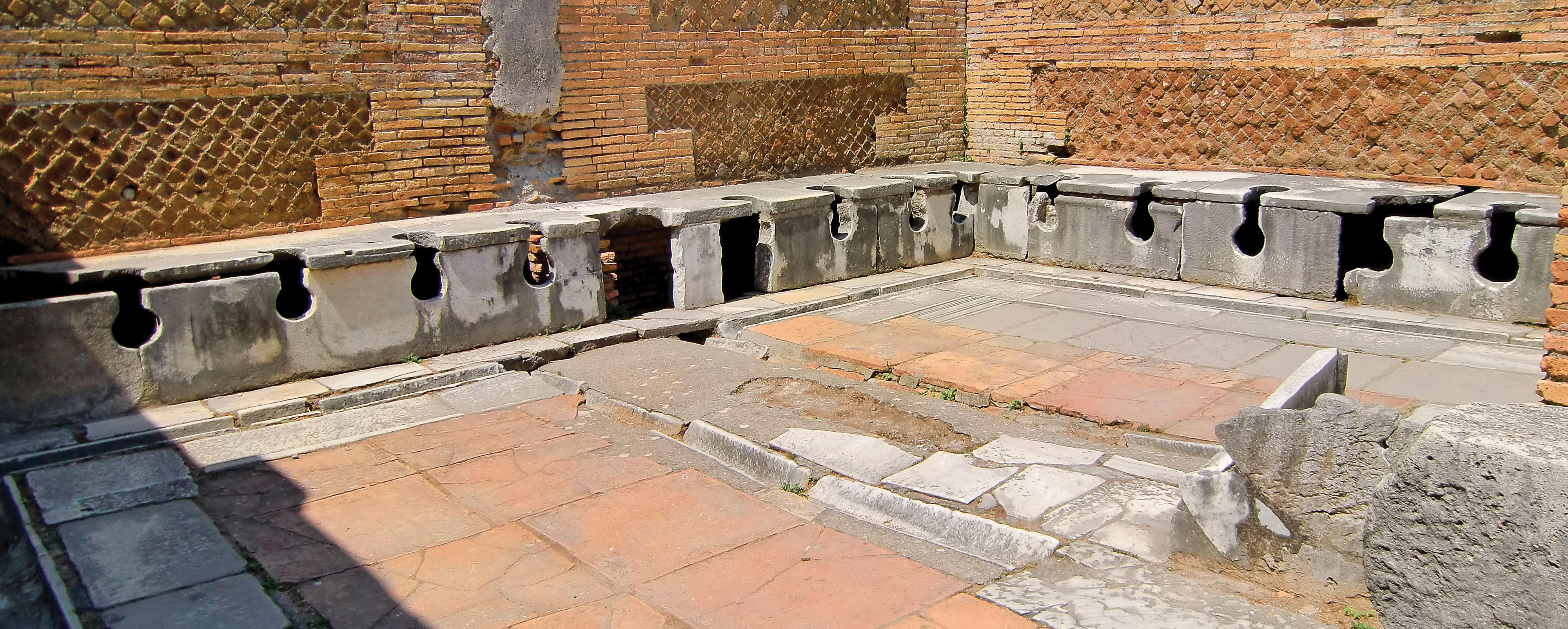 Remnants of a public latrine built in Ostia.