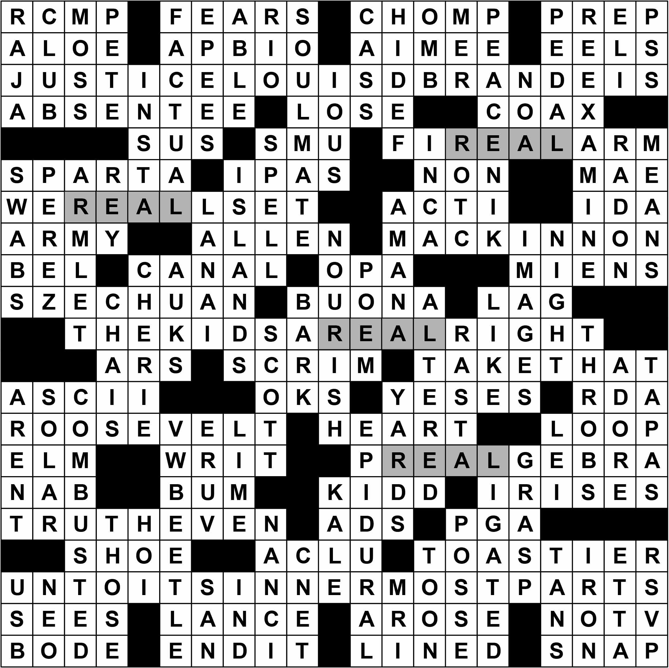 Crossword puzzle solution
