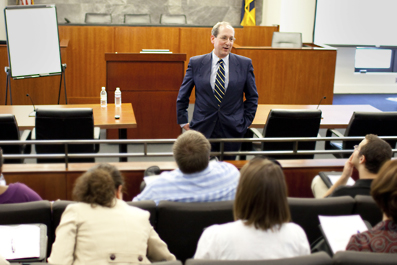 Photo of Fred Lawrence teaching.