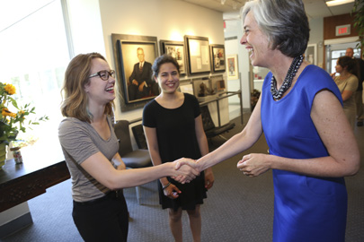 Katherine Clark with students