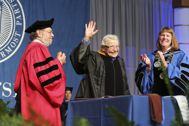 mildred dresselhaus accepts honorary degree at brandeis commencement