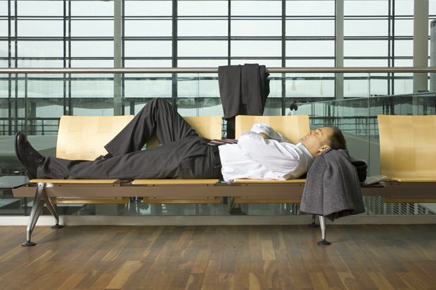 Man sleep in an airport
