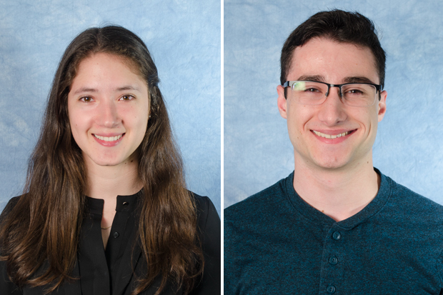 Lucy Miller-Suchet, left, and Michael Solowey, students who received World of Work scholarships in 2017. 