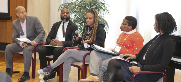 A panel discussion during the Black Lives Matter symposium in March 2017.