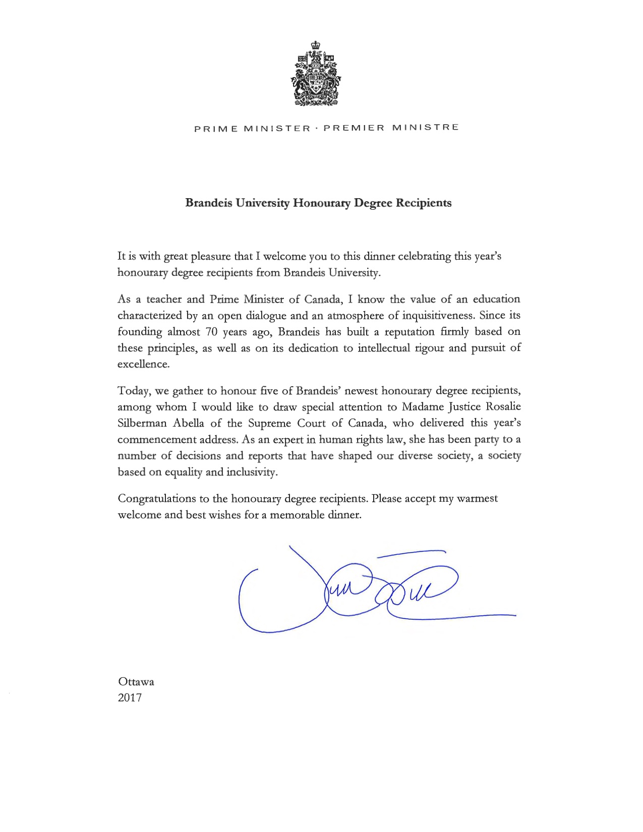 Trudeau Letter