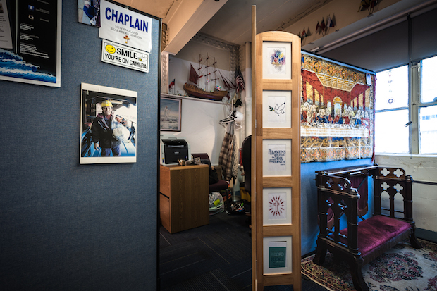 The cubicle for the Boston Seafarers chaplain