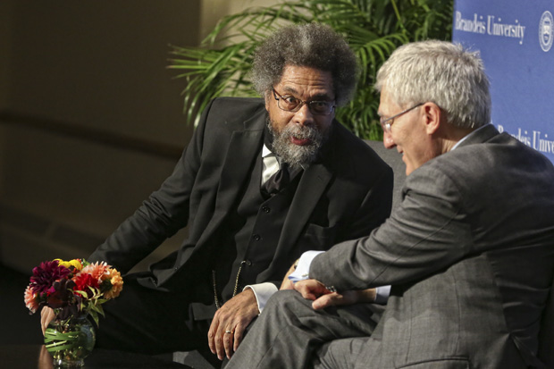 Cornel West and Robert George between two ferns