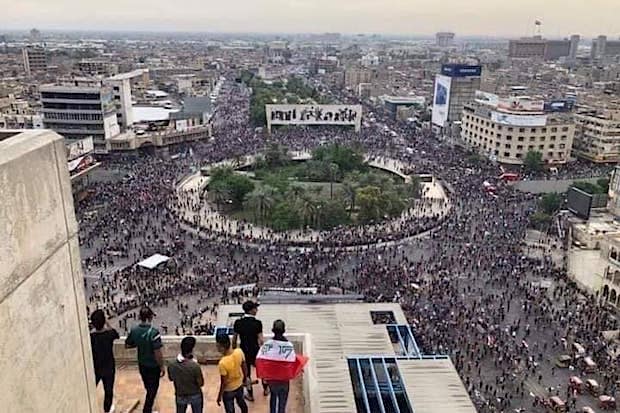 Iraqi protestors in Tahrir Square