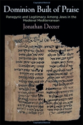 Book cover: Dominion built of Praise by Jonathan Decter. Cover features ancient manuscript.