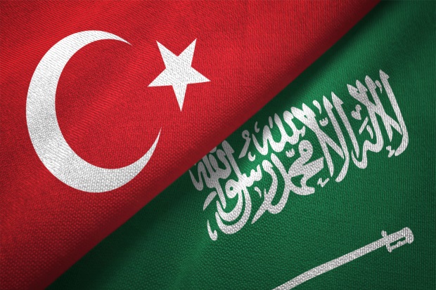 Flags from Turkey and Saudi Arabia