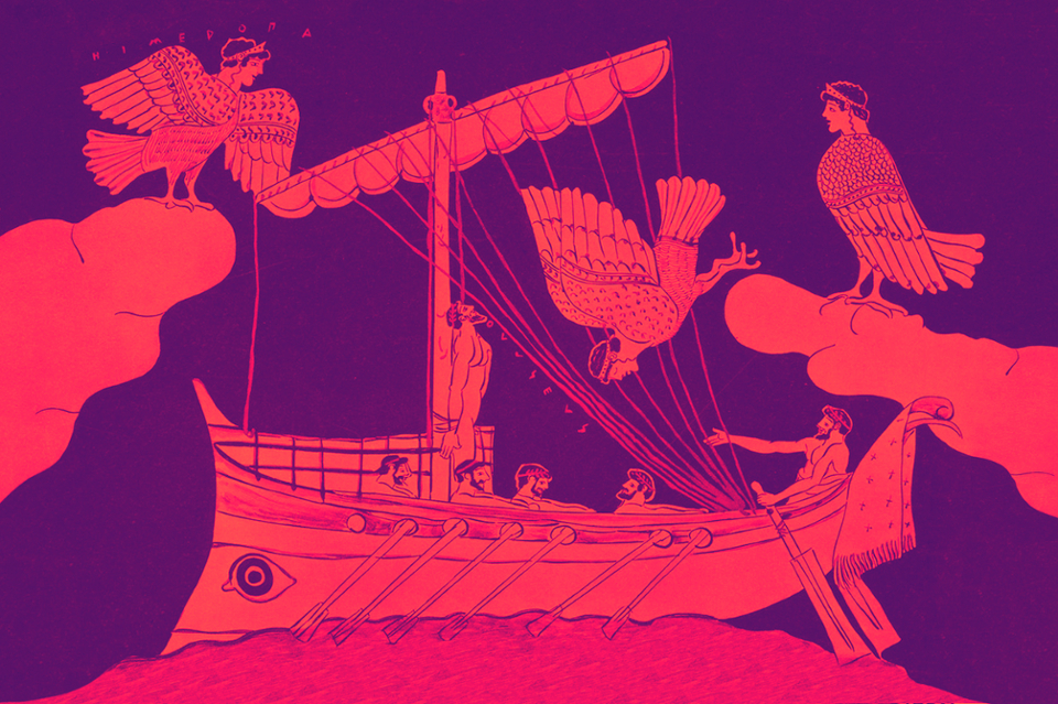 Illustration of a scene from the Odyssey