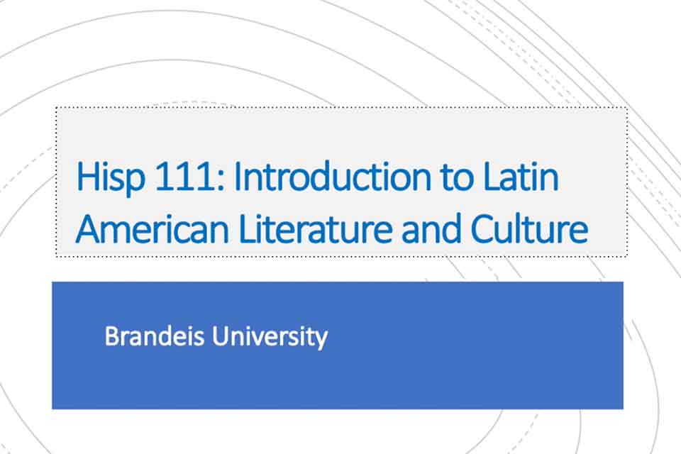 this is an introductory video explaining the HISP 111 course at Brandeis University