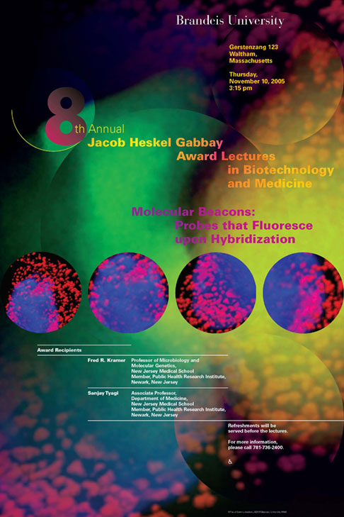 8th Annual Jacob Heskel Gabbay Award Lectures in Biotechnology and Medicine Molecular Beacons: Probes that Fluoresce upon Hybridization Fred R. Kramer and Sanjay Tyagi November 10, 2005, 3:15 p.m., Gerstenzang 123
