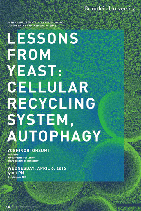 45th Annual Lewis S. Rosenstiel Award in Basic Medical Research Lecture Lessons From Yeast: Cellular Recycling System, Autophagy Yoshinori Ohsumi April 6, 2016, 4:00 p.m. Gerstenzang, Room 123