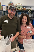 People volunteering at the food pantry