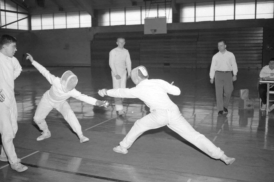 Fencers in a match