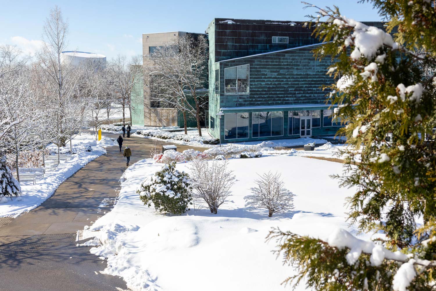 A snow-covered Fellows Garden