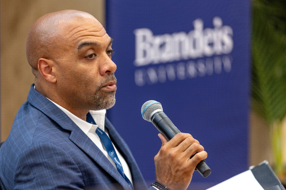 Chad Williams speaks during a panel discussion.