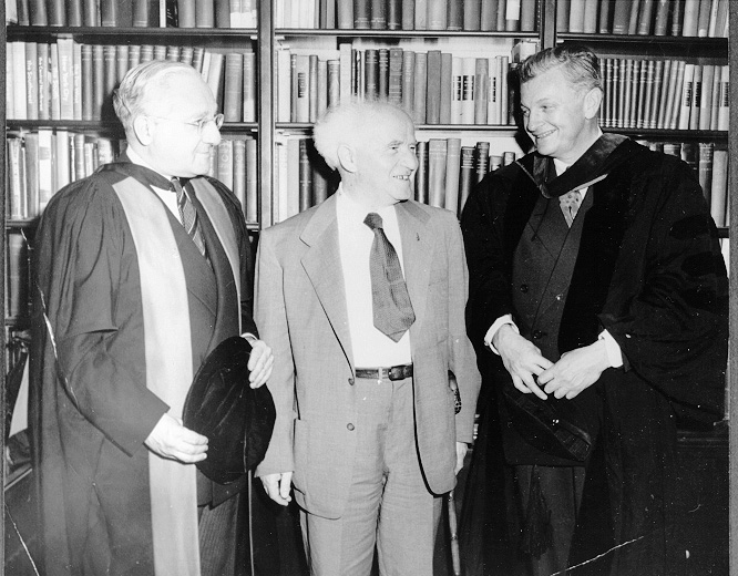 Abram Sachar, Israeli Prime Minister David Ben-Gurion, and George Alpert
