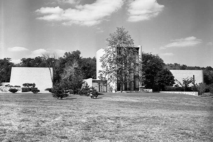 Archival photo of three chapels