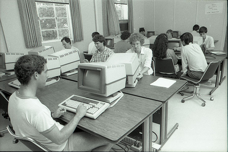 Students working on computers