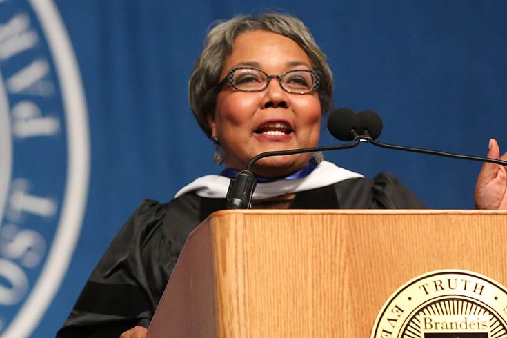 Julieanna Richardson speaking at Commencement 2016