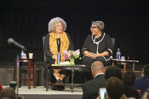 Angela Davis and Julieanna Richardson speaking