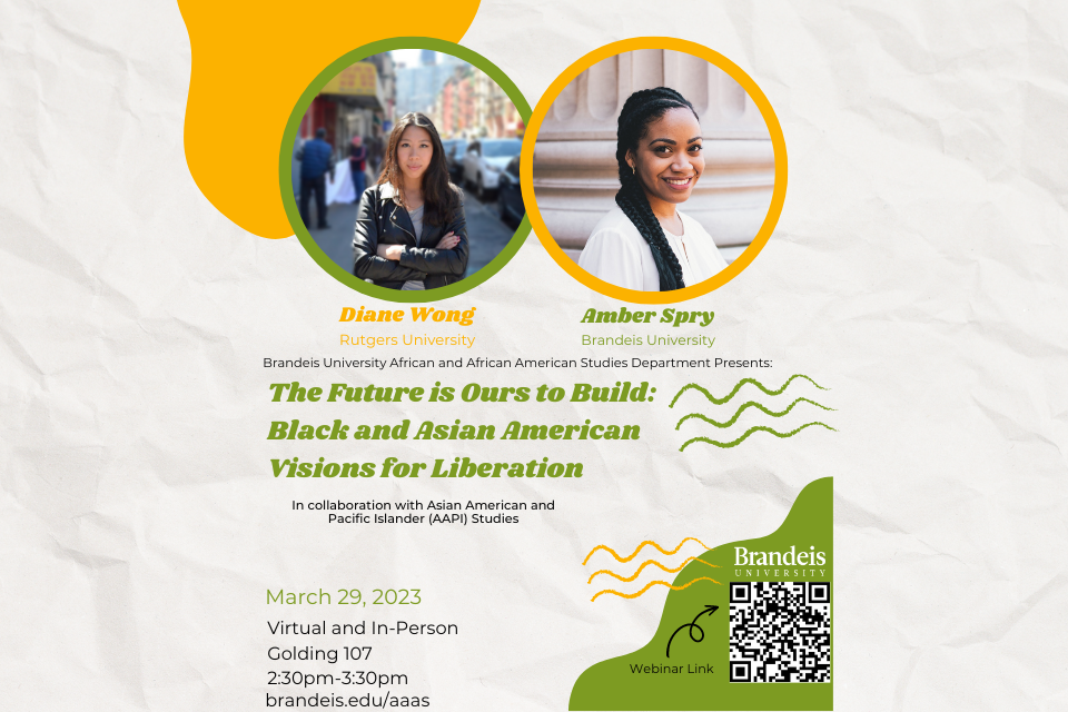 Poster for the event with Diane Wong in a green circle and Amber Spry in a Yellow circle