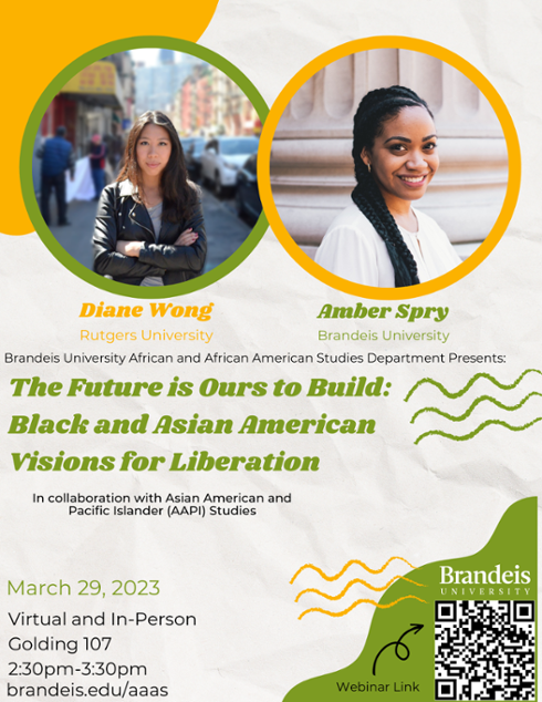poster for the events with photo of Amber Spry in a yellow circle and Diane Wong in a green circle 