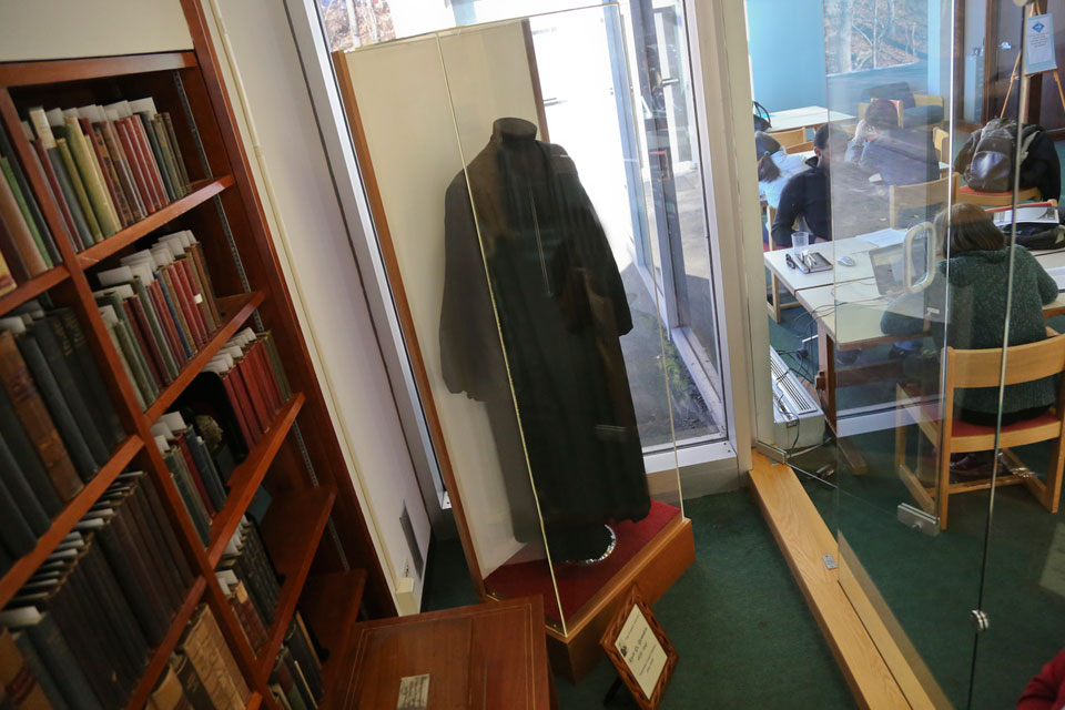 Display of Louis D. Brandeis' robes in the Goldfarb LIbrary