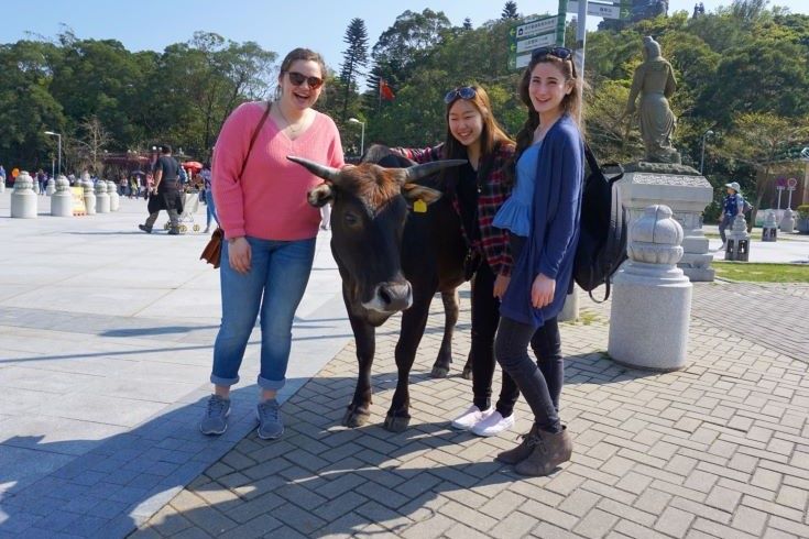 Alice Nam in Shanghai, with two other friends.